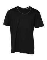 Dolce & Gabbana Black Chain Necklace Cotton Crewneck T-shirt