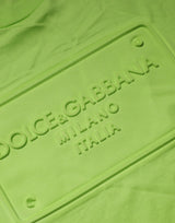 Dolce & Gabbana Green Embossed Logo Cotton Crew Neck T-shirt