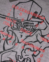 Dolce & Gabbana Gray Graphic Print Cotton Crew Neck T-shirt