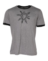 Dolce & Gabbana Gray Sacred Heart Cotton Crew Neck T-shirt