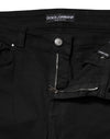 Dolce & Gabbana Black Cotton Skinny Mid Waist Denim Jeans