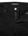 Dolce & Gabbana Black Cotton Skinny Mid Waist Denim Jeans