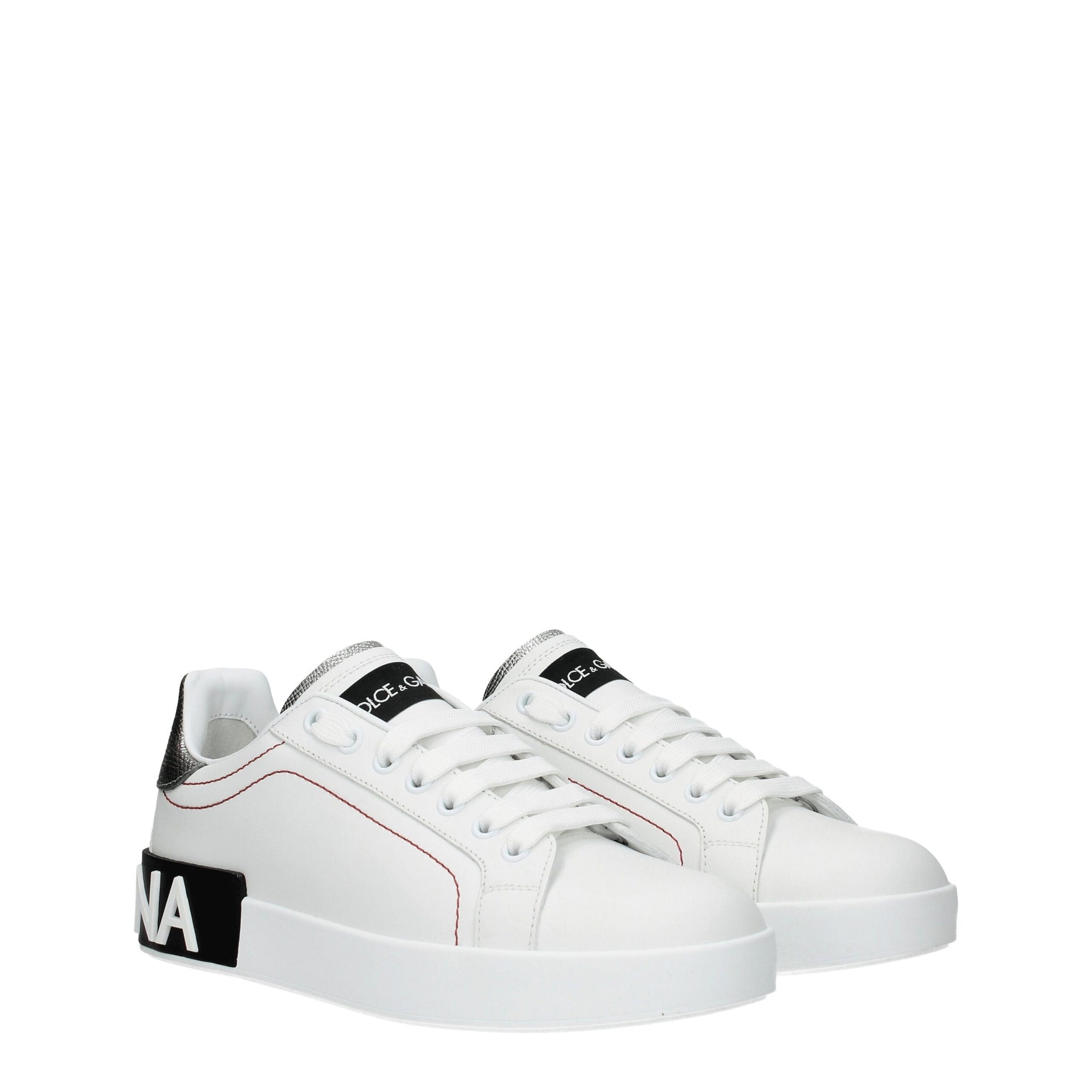 Dolce & Gabbana White Leather Low Top Sneakers