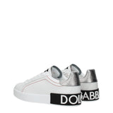 Dolce & Gabbana White Leather Low Top Sneakers