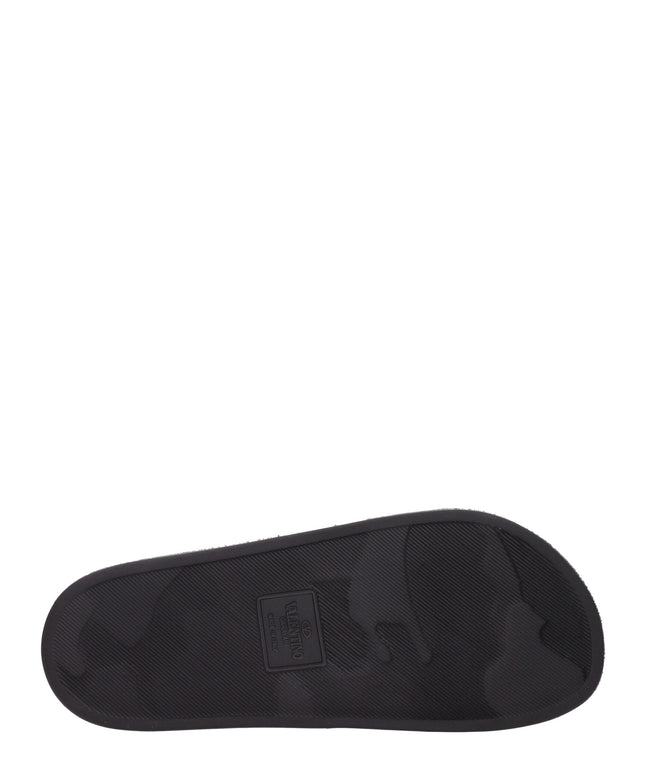 Valentino Garavani Black Cotton Slippers Sandals
