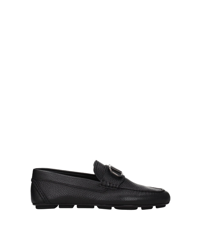 Valentino Garavani Black Leather Slip-On Loafers