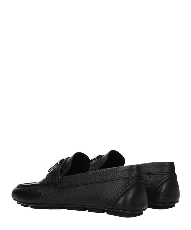 Valentino Garavani Black Leather Slip-On Loafers