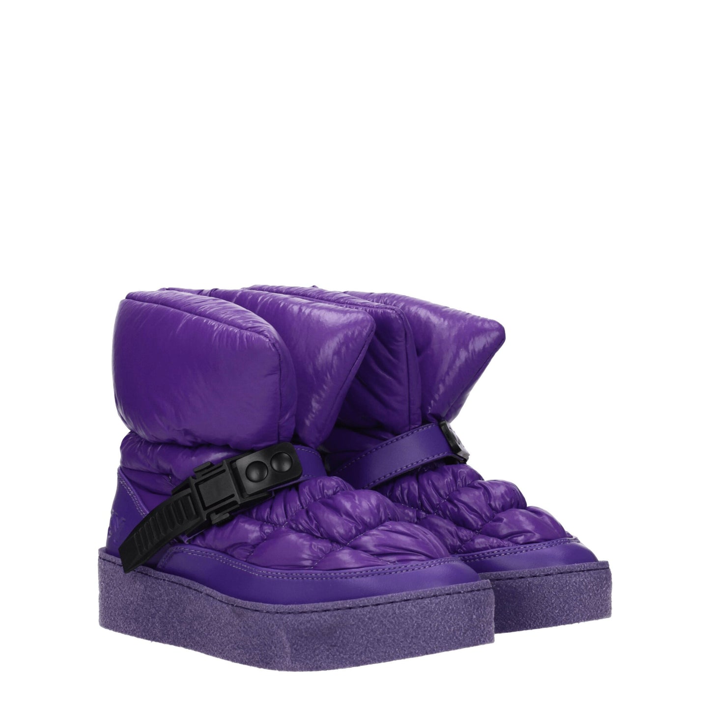 Pair of Khrisjoy Purple Polyester Ankle Boots in EU39/US9, showcasing padded upper and durable sole, ideal for stylish cold-weather wear.