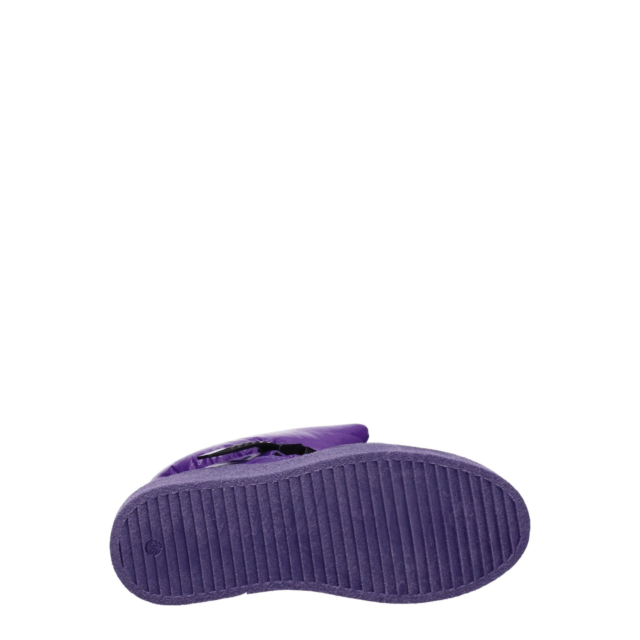 Sole view of Khrisjoy Purple Polyester Ankle Boots showing ribbed grip outsole for traction, perfect for winter street style and comfort.