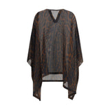 Back view of Tom Ford Kaftan Dress showcasing lightweight sheer material and flowing silhouette with leopard-inspired pattern.