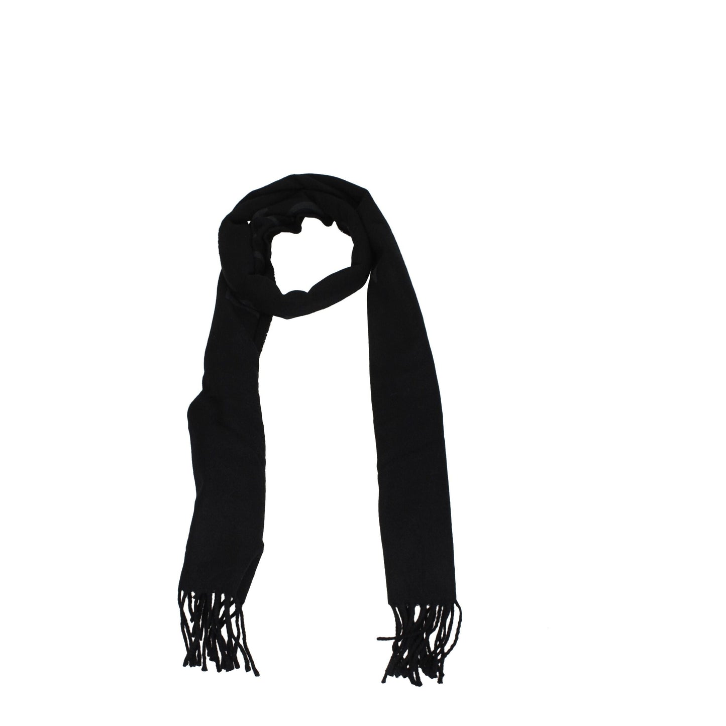 Off-White black cashmere scarf for men featuring soft texture and fringe ends, ideal for luxury winter accessories collection.
