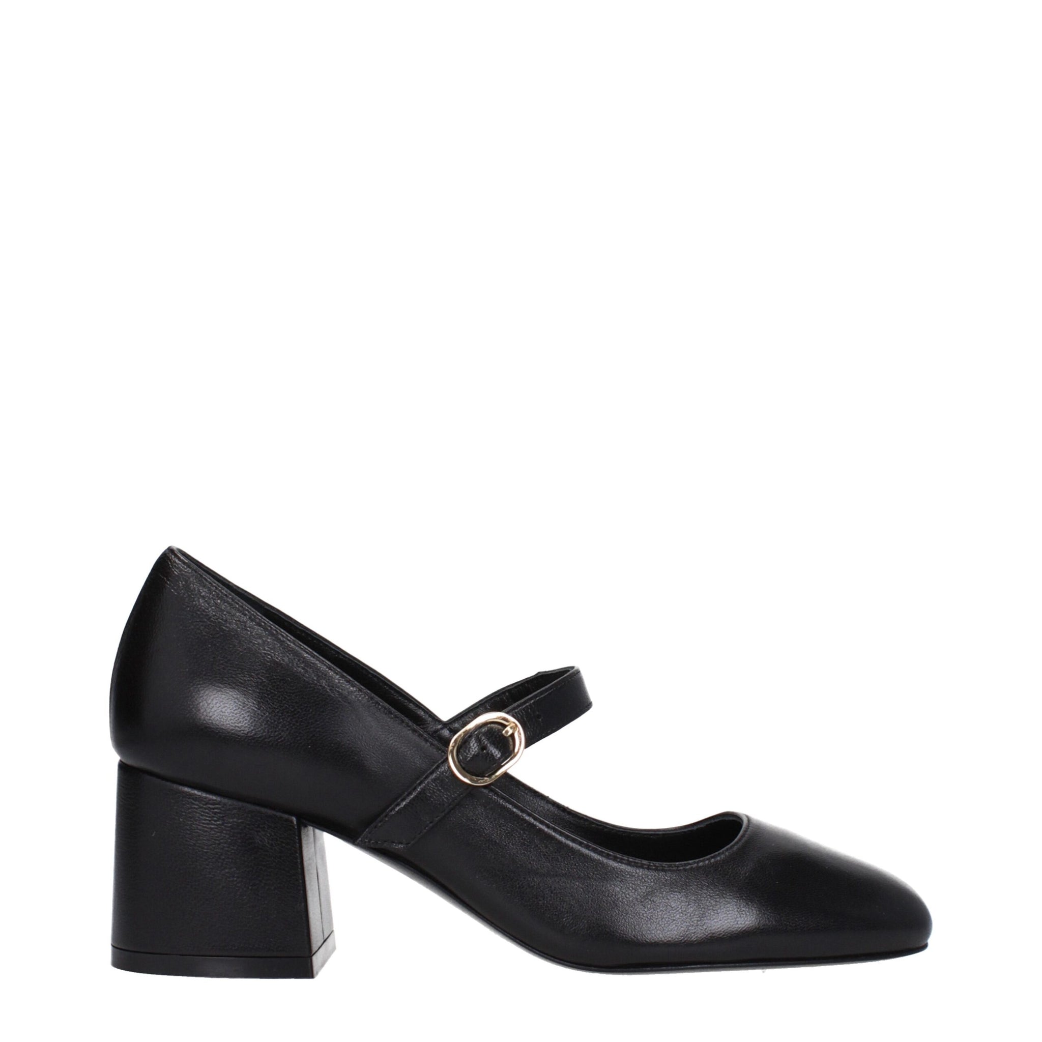 Stuart Weitzman Black Leather Mid Heel Pumps