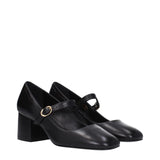 Stuart Weitzman Black Leather Mid Heel Pumps