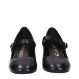 Stuart Weitzman Black Leather Mid Heel Pumps