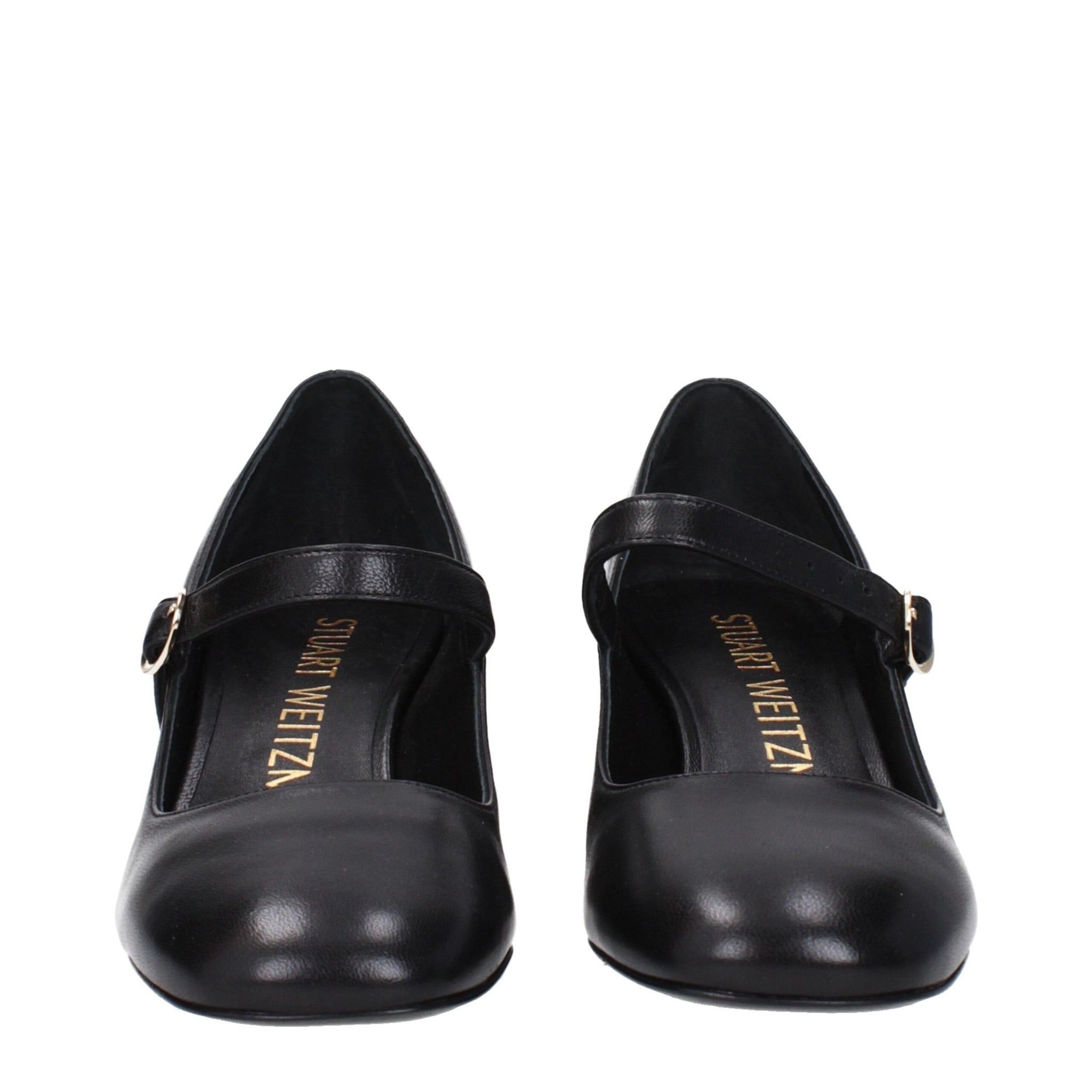 Stuart Weitzman Black Leather Mid Heel Pumps