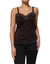Dolce & Gabbana Dark Brown Lace Trim Wool Sleeveless Tank Top