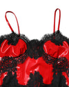 Dolce & Gabbana Red Black Lace Trim Polyester Sleeveless Tank Top