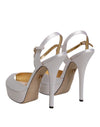 Dolce & Gabbana White Satin Platform Heels Sandals Shoes