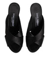 Dolce & Gabbana Black Logo KEIRA Satin Slides Sandals Shoes
