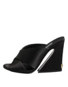 Dolce & Gabbana Black Logo KEIRA Satin Slides Sandals Shoes