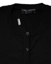 Dolce & Gabbana Black Wool Knit Crew Neck Cardigan Sweater