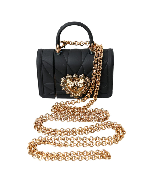 Dolce & Gabbana Case Black Silicone Devotion Heart Cover Hand Bag Airpod