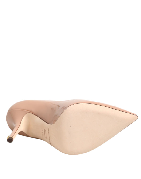 Dolce & Gabbana Beige Patent Leather Stiletto Heel PumpShoes