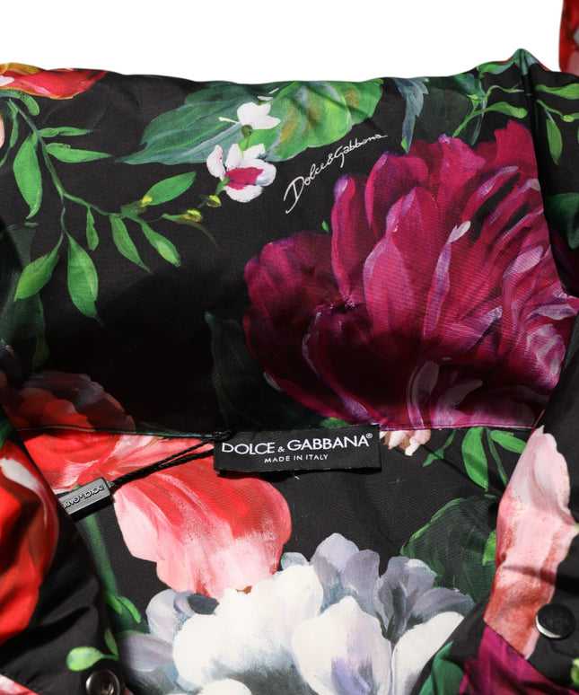 Dolce & Gabbana Multicolor Floral Hooded Puffer Coat Jacket