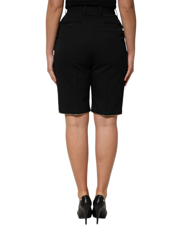Dolce & Gabbana Black Zip Detailed Wool Straight Leg Pants