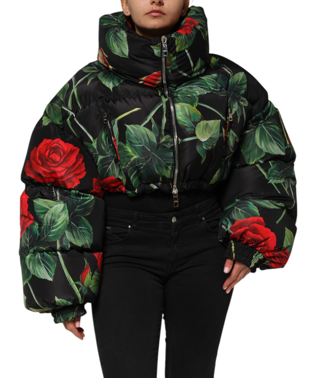 Dolce & Gabbana Multicolor Floral Puffer Coat Full Zip Jacket