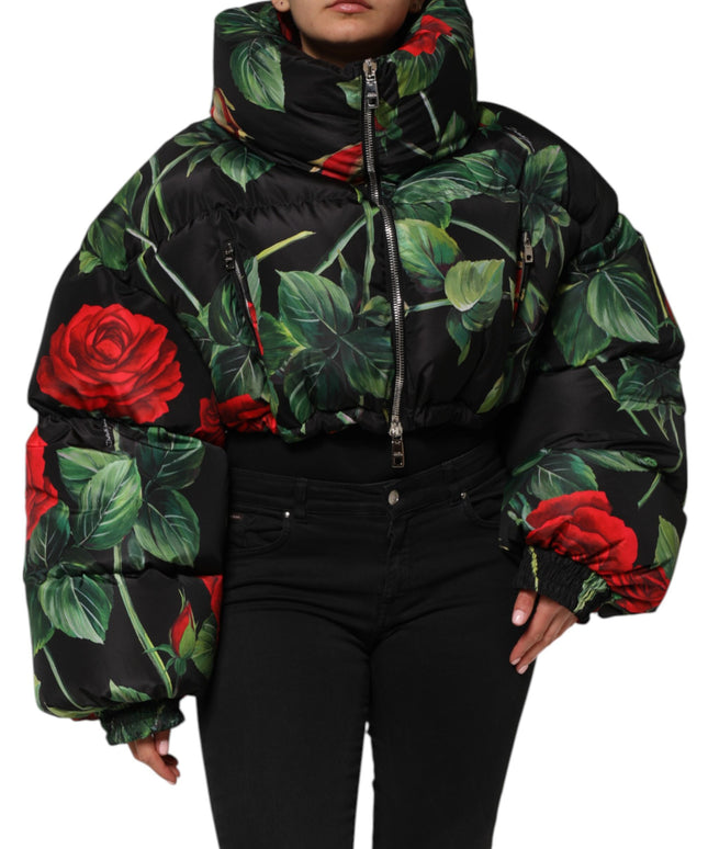 Dolce & Gabbana Multicolor Floral Puffer Coat Full Zip Jacket