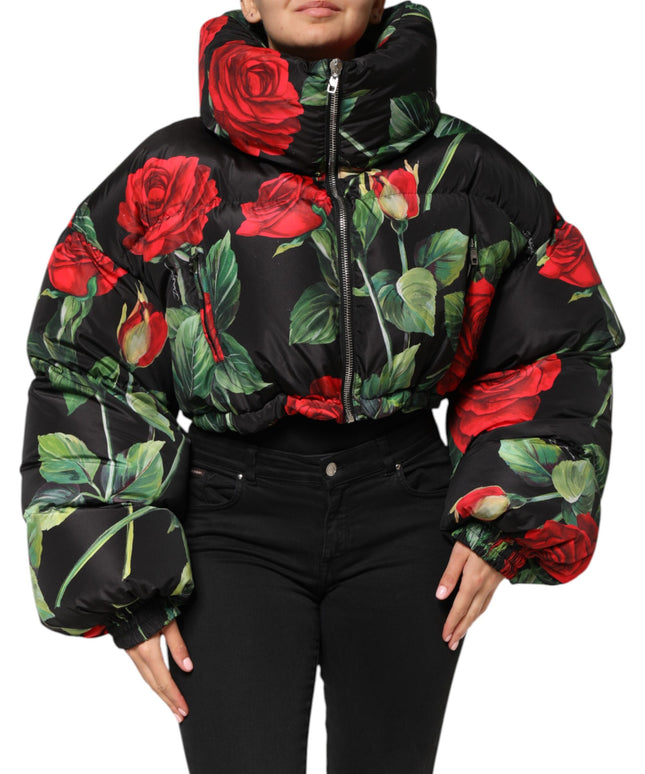 Dolce & Gabbana Multicolor Floral Puffer Coat Full Zip Jacket