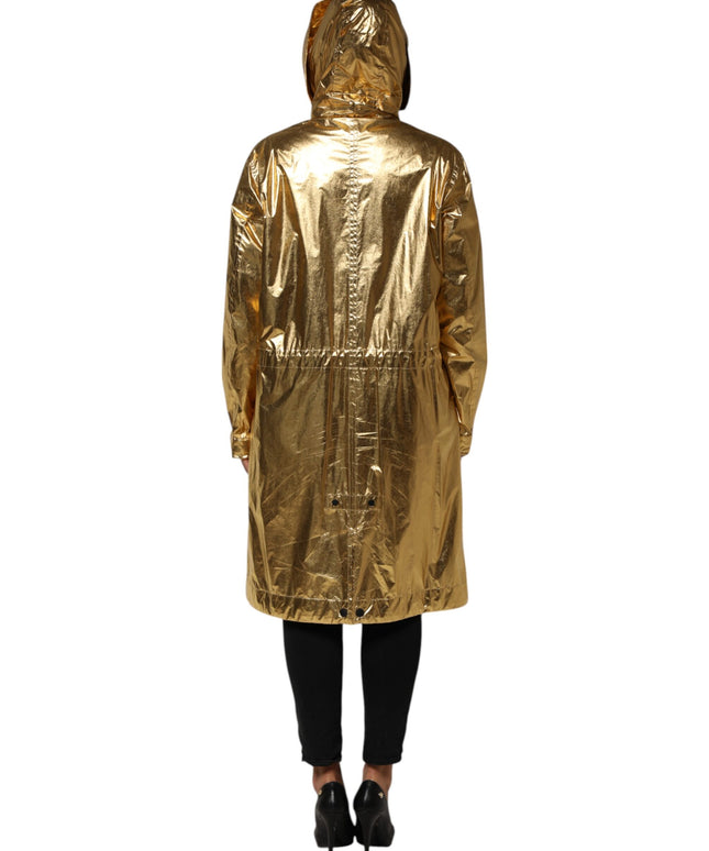 Dolce & Gabbana Gold Hooded Long Sleeves Trench Coat Jacket
