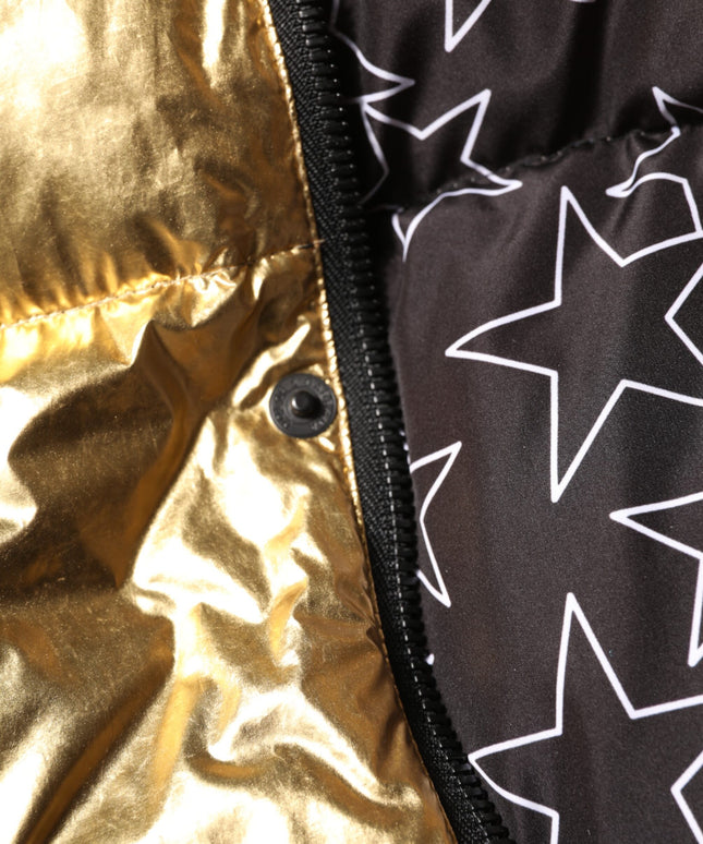 Dolce & Gabbana Gold Hooded Puffer Quilted Full Zip Jacket