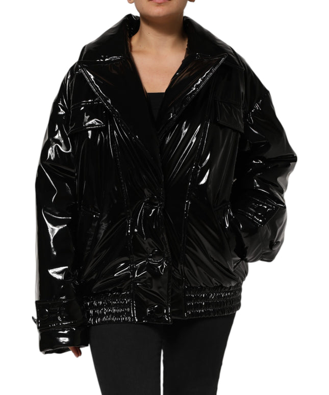 Dolce & Gabbana Polyester Black Quilted Puffer Coat  Jacket