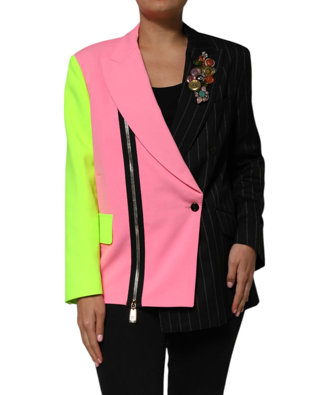 Dolce & Gabbana Multicolor Patchwork Embellished Coat Jacket