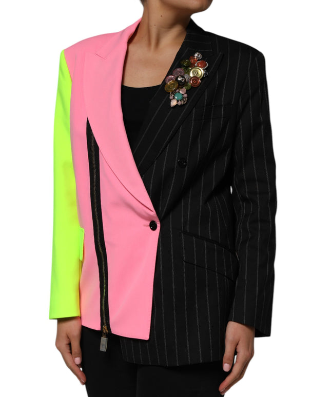 Dolce & Gabbana Multicolor Patchwork Embellished Coat Jacket