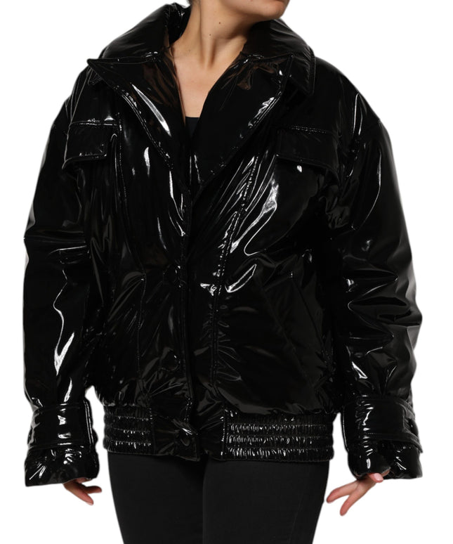 Dolce & Gabbana Black Polyester Quilted Puffer Coat Jacket