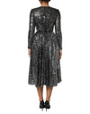 Dolce & Gabbana Black Sequined Long Sleeves Midi A-lineDress