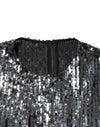 Dolce & Gabbana Black Sequined Long Sleeves Midi A-lineDress