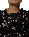 Dolce & Gabbana Black Viscose Pearl Embellishment Shift Dress