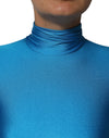 Dolce & Gabbana Blue Nylon Turtleneck Bodycon JumpsuitDress