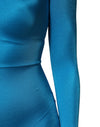 Dolce & Gabbana Blue Nylon Crew Neck Bodycon Jumpsuit Dress