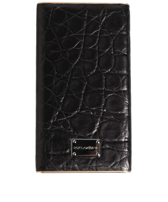 Dolce & Gabbana Black Leather Exotic Skin 3000mAh Power Bank Charger USB