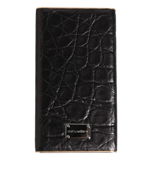 Dolce & Gabbana Black Leather Exotic Skin 3000mAh Power Bank Charger USB