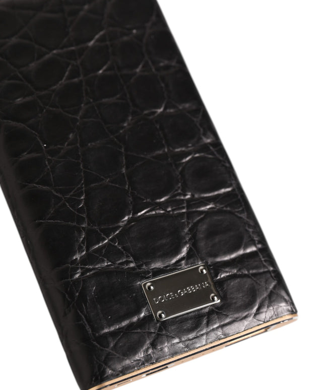 Dolce & Gabbana Black Leather Exotic Skin 3000mAh Power Bank Charger USB