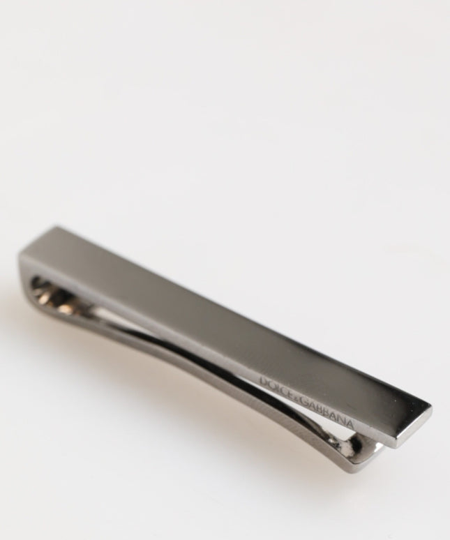 Dolce & Gabbana Silver Tone Brass Logo Branded Men Accessory Tie Clip Bar