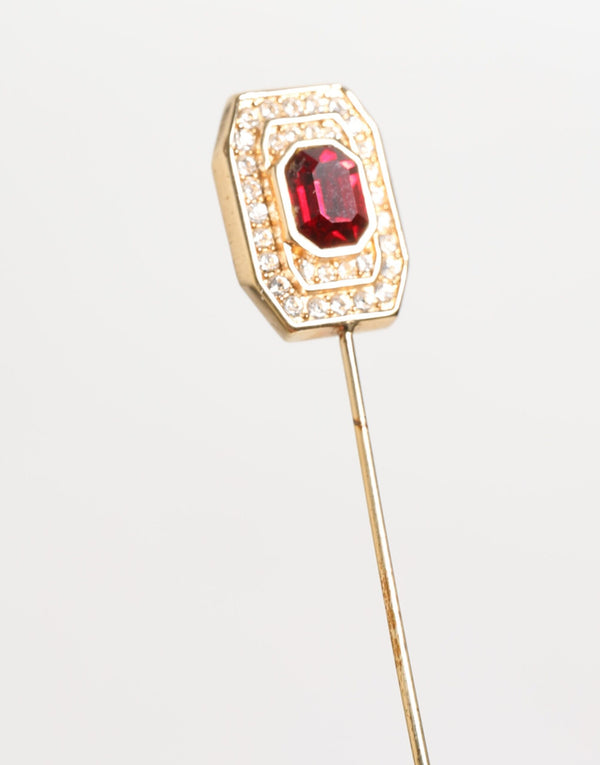 Dolce & Gabbana Rhinestone Embellished Sterling Silver Collar Brooch Pin