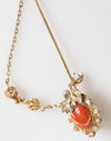 Dolce & Gabbana Gold Brass Crystal Chain 925 Sterling Silver Pin Brooch
