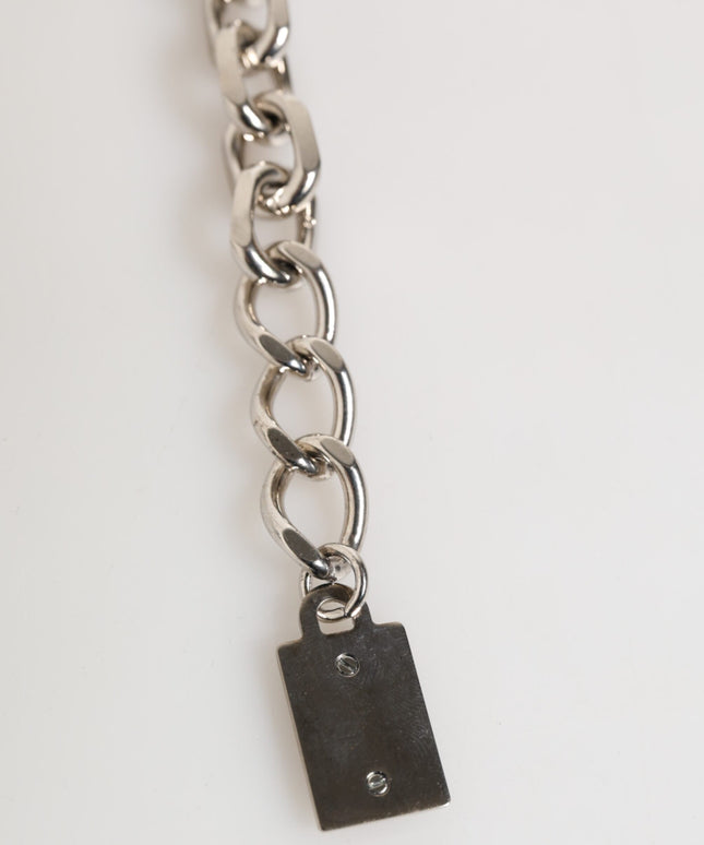 Dolce & Gabbana Silver Chain Brass Beaded Lobster Clasp Logo Men Bracelet